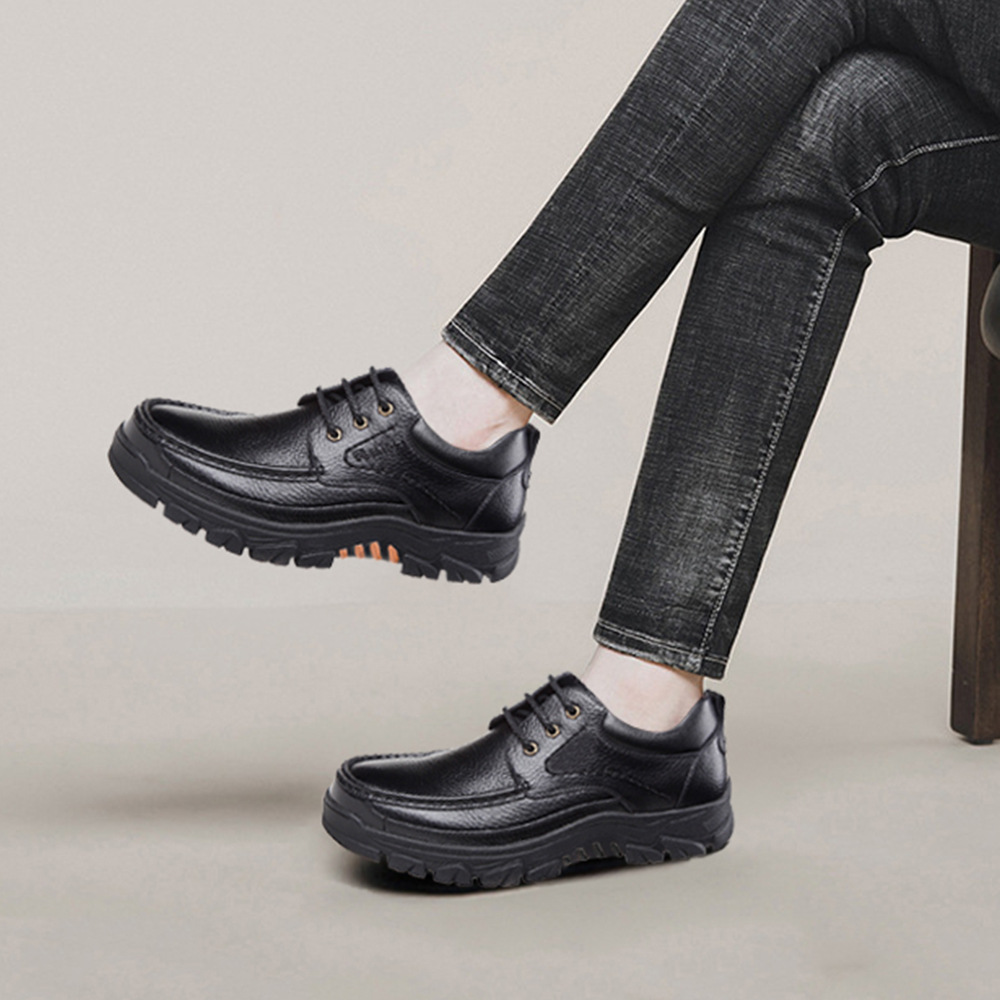 Casual Leather Shoes Men's Summer Breathable Non-stinky Feet Work Shoes foto 4