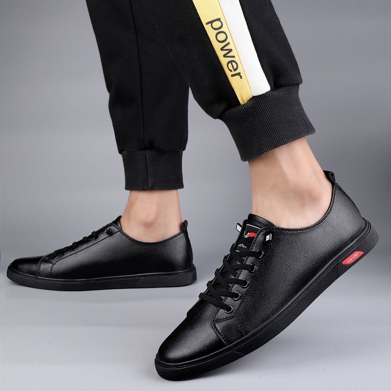 Men's Flat Low-top Cowhide Casual Leather Shoes foto 2