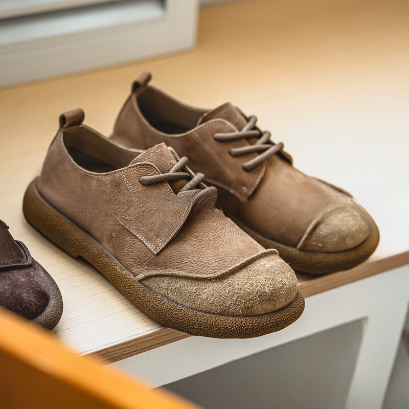 Casual Lace Up All Inclusive Birkenstock Men's Versatile Vintage Casual Leather Shoes foto 4
