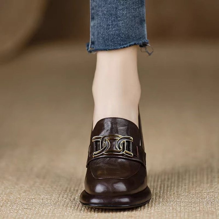 British Style Round Head Thick Bottom Deep Mouth Pumps Women's Autumn New foto 2