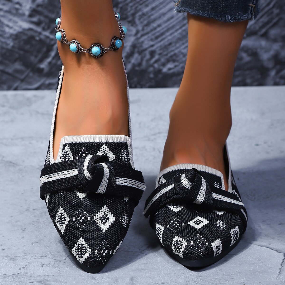 Womens Comfortable Non-slip Bow-tie Loafers foto 4
