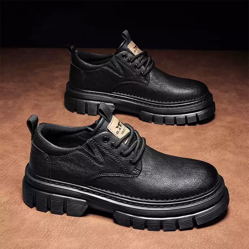 New Men's Low-top Large-toe Casual Leather Shoes Spring foto 4