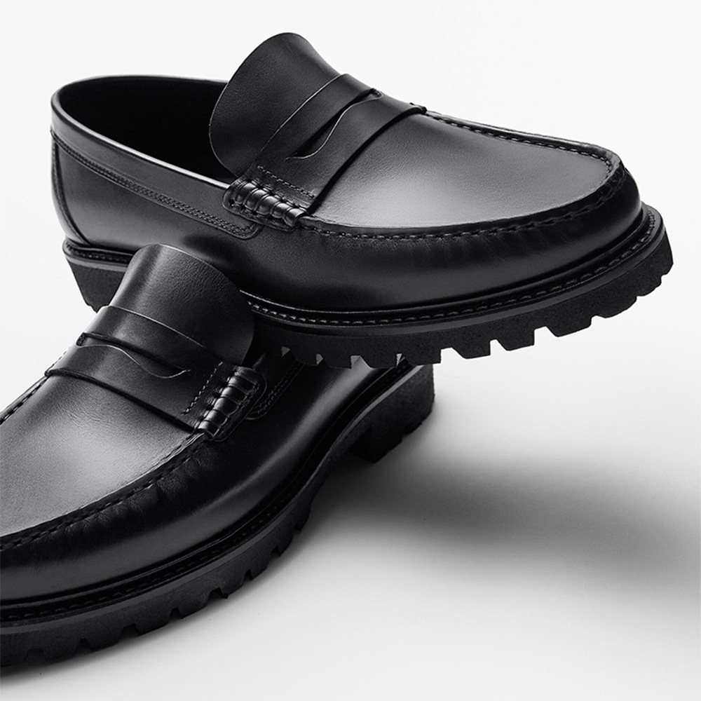 Men's Loafers Leather Shoes First Layer Cowhide Simple Casual Soft Sole Shoes foto 5
