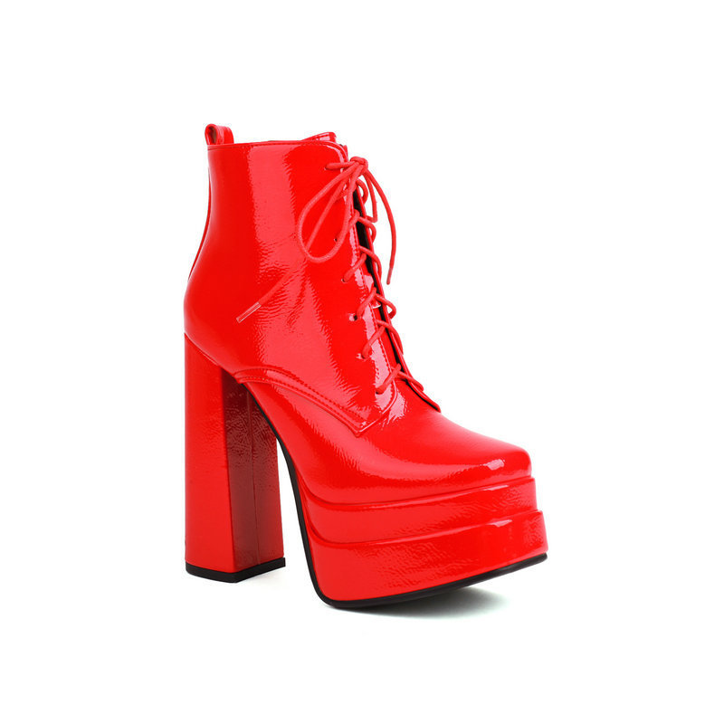 Chunky-heeled Ultra-high Heel Ankle Boots Casual Lace-up British-style Dr Martens With A Thick Sole And Waterproof Design foto 5