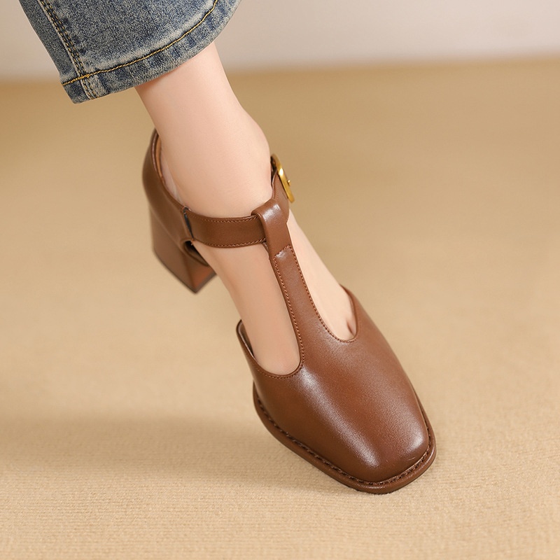 Square Toe T-shaped Buckle Sandals For Women foto 3