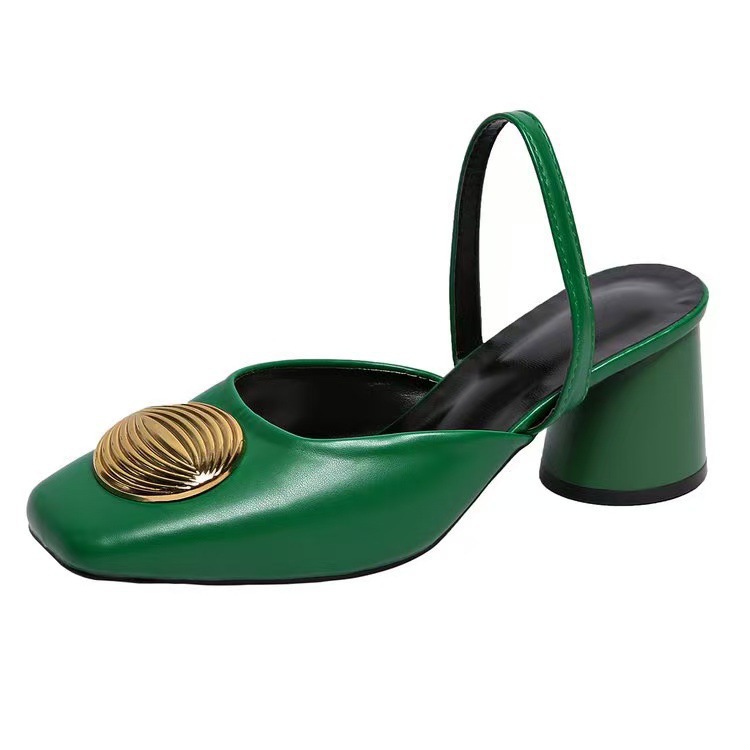 Square-toe Shallow Mouth With Metal Round Buckle Back Strap foto 2