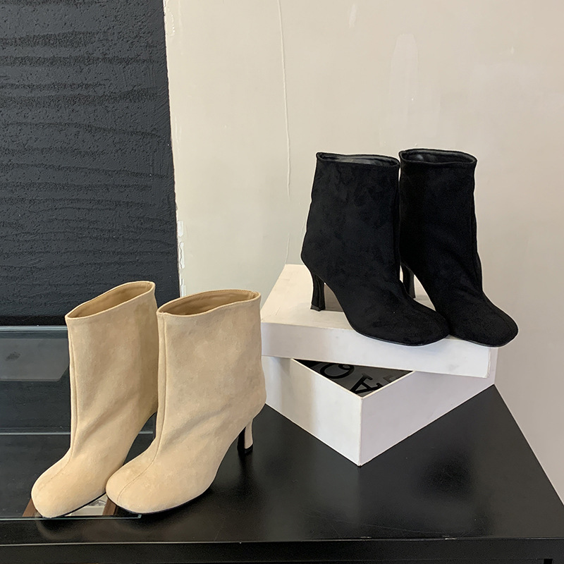 Simple Graceful Round Toe High Heel Booties foto 4