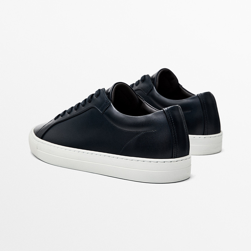 Simple Lace Sports Leather Lace-up Flat Bottom Casual Sneakers foto 4