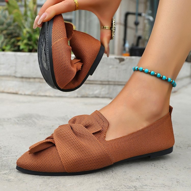 SpringSummer New Pointed-Toe Flyknit Shoes For Women With Bow Decoration foto 5