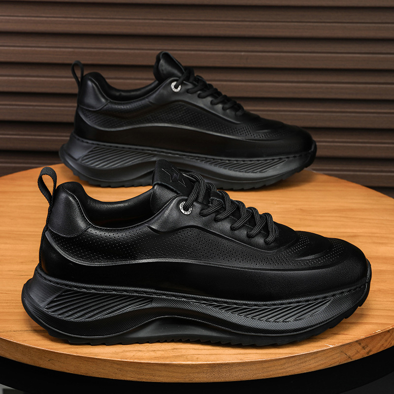 Men's Thick-soled Sports Shoes Casual Breathable Sneakers Lace-up Dad Shoes Boy foto 4