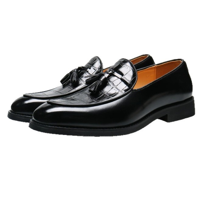 Mens Pointed-Toe British-Style Business-Casual Slip-On Leather Shoes foto 2