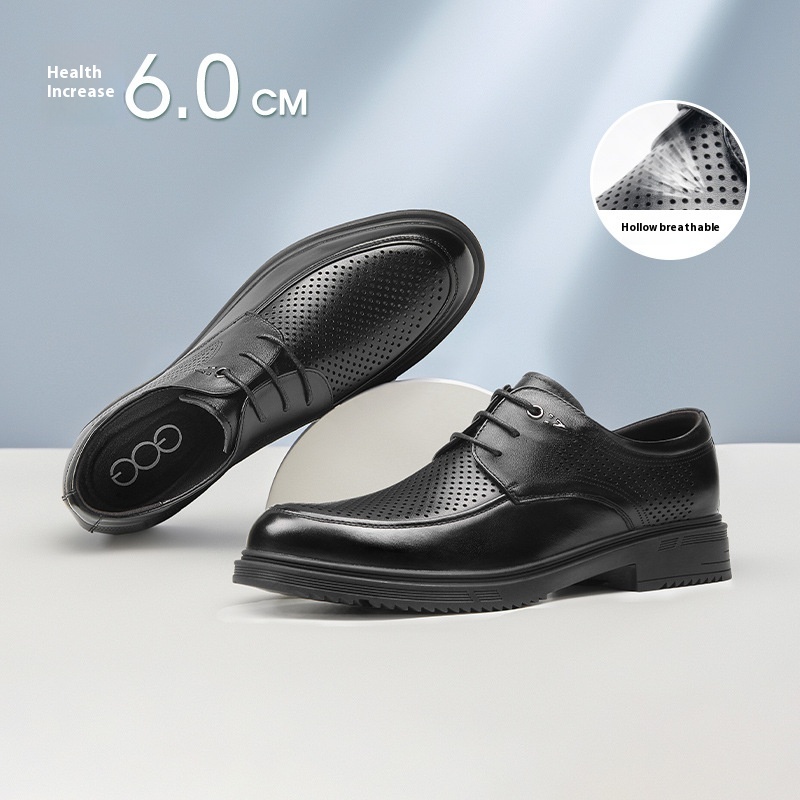 Height Increasing Insole 8cm Business Formal Wear Derby Shoes Genuine Leather Men's Shoes foto 4
