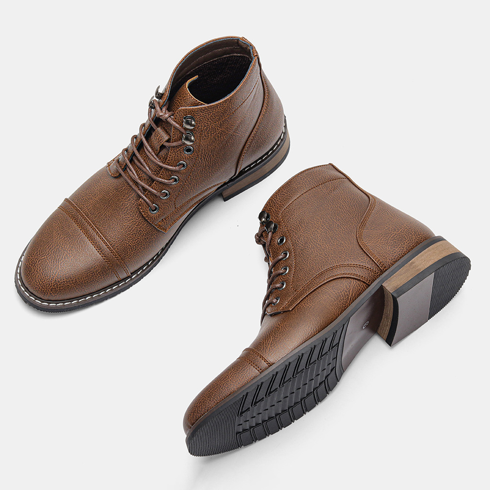 Mens Vintage Casual Leather Boots foto 2
