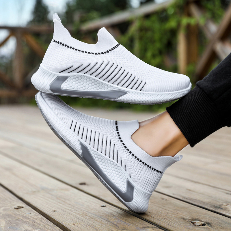Fashion Mesh Sock Shoes With Striped Design Men Outdoor Breathable Slip-on Sneakers Csuale Lightweight Running Sports Shoes foto 5