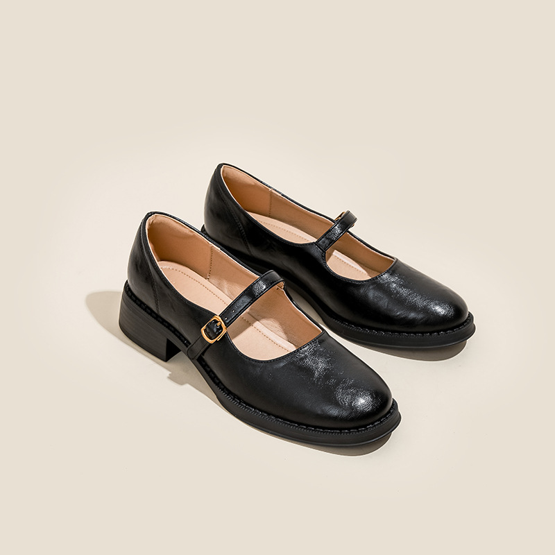 Thick-soled Extra Height, Black Leather Shoes foto 2