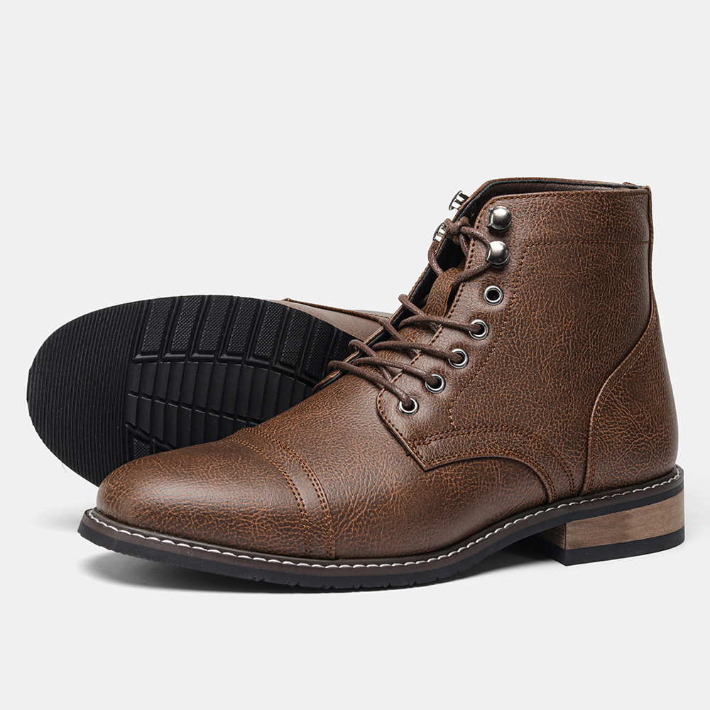 Men's Plus Size Retro Fashion Work Clothes Leather Martin Boots foto 2
