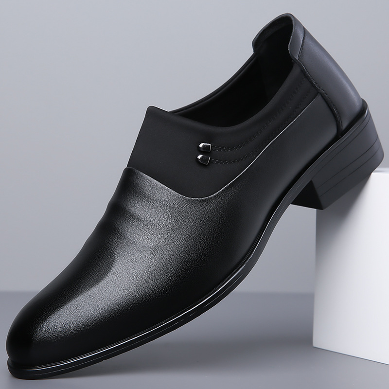 Men's British Business Soft Leather Pointed Toe Youth Leather White Shoes Pumps foto 4