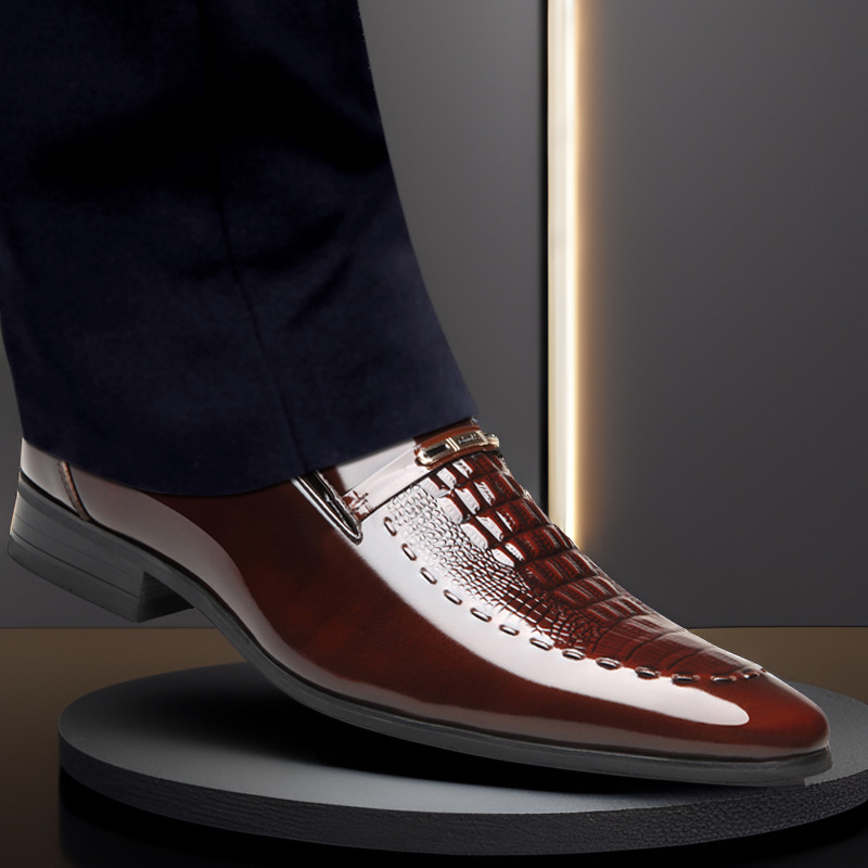 Men's Shoes New Crocodile Pattern Plus Size Patent Leather foto 5