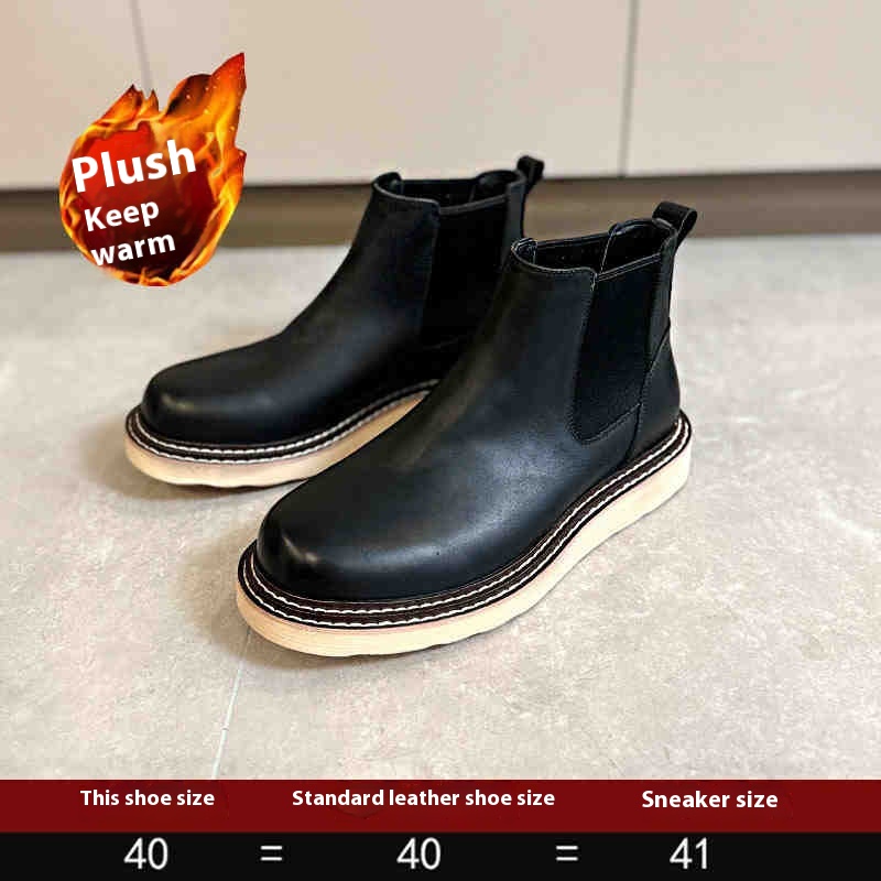 Men's Leather Platform High-top Leather Shoes Martin Boots foto 2