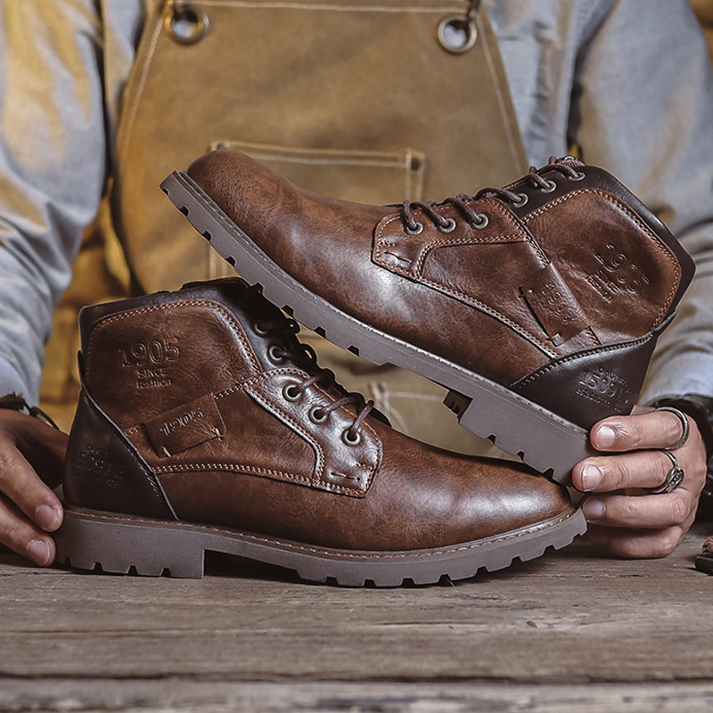 Retro British Style Leather Boots foto 4