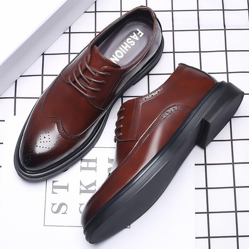 New Men's Brogue Leather Business Casual British Formal Leather Shoes foto 5