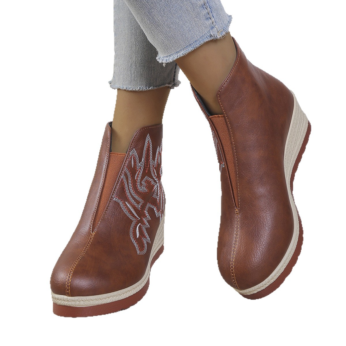Embroidered Thick Version Retro Ankle Boots Women foto 5