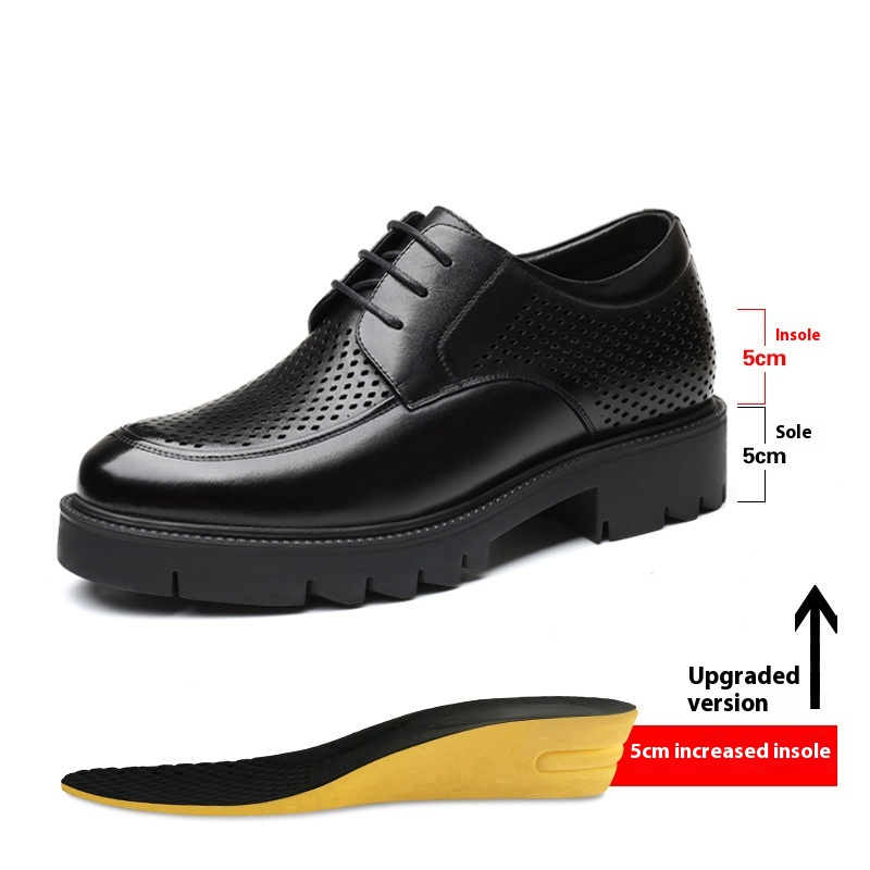 Spring And Autumn Men's Leather Shoes Men's 8cm Height Increasing Insole 10cm Thick Bottom Business Formal Wear Shoes foto 3