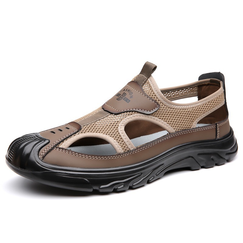 Summer Breathable Men's Sandals Hollow Mesh Surface Casual All-match Hole Outdoor Travel Soft Bottom Slip On Beach Shoes foto 3
