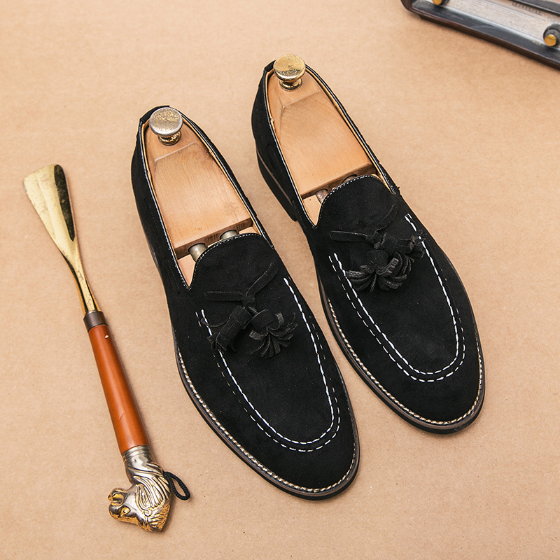 Fringed Leather Shoes Men's Plus Size Suede Slip On Loafers foto 2