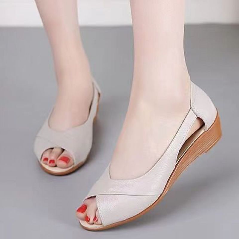 Casual Peep Toe Rubber Mid Heel Women's Sandals foto 4