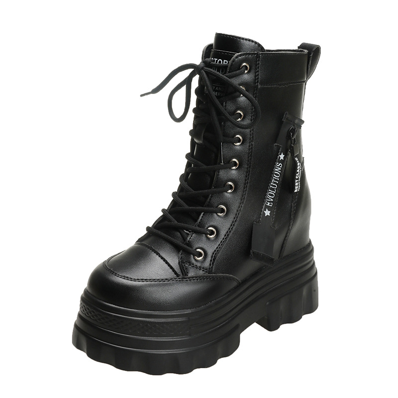 Womens Non-Slip High-Top Ankle Boots With Side Zipper And Laces foto 4