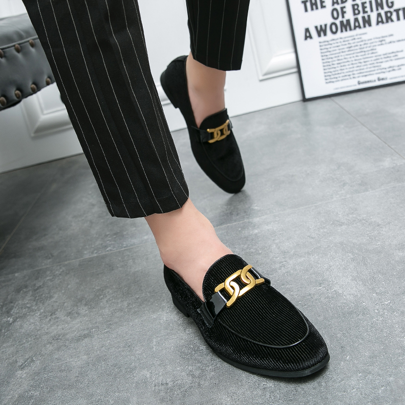 Men's Plus Size Corduroy Leather Shoes Pointed Toe foto 5
