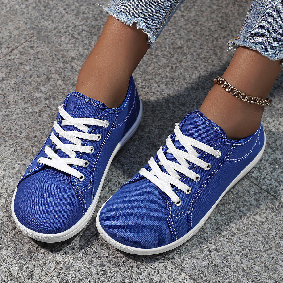 White Canvas Sneakers With Soft Soles For Couples foto 2