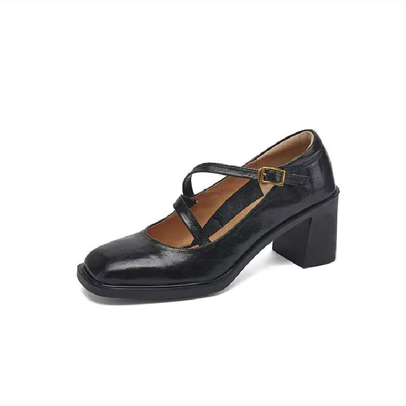 Square Toe High Heel Mary Jane Shoes Female Chunky Heel Low-cut foto 2