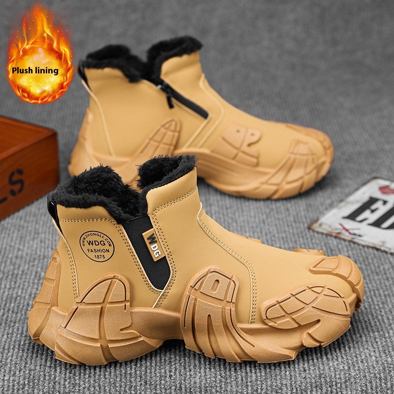 Men's Solid Color Tooling Fleece Lined Martin Boots foto 2