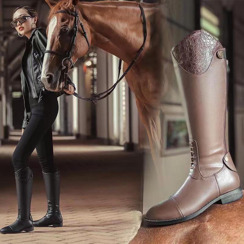 Autumn Winter Retro Below The Knee Irregular Riding Boots foto 3