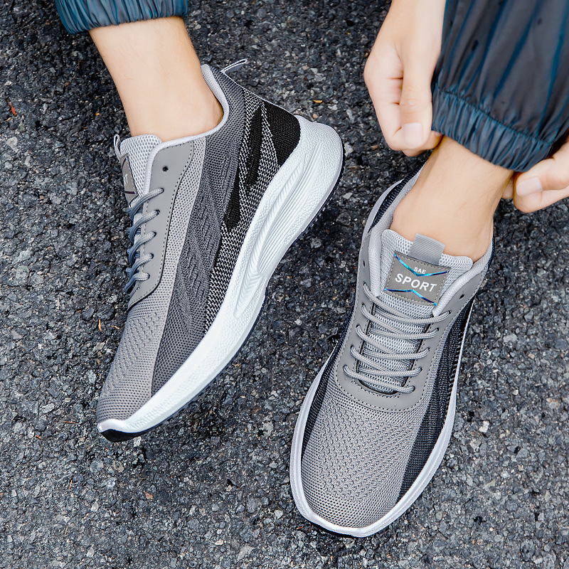 Color-blocked Mesh Sneakers Men Breathable Comfortable Casual Fashion Lace Up Wear-resistant Walking Running Sports Shoes foto 5