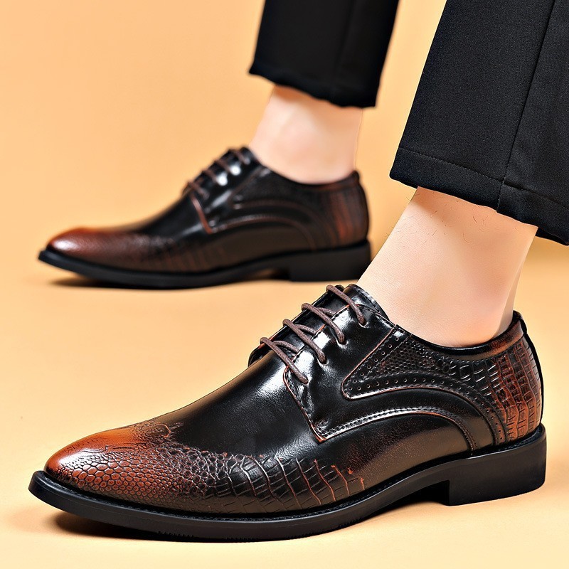 Mens Casual British-style Pointed-toe Leather Shoes Plus Size foto 3