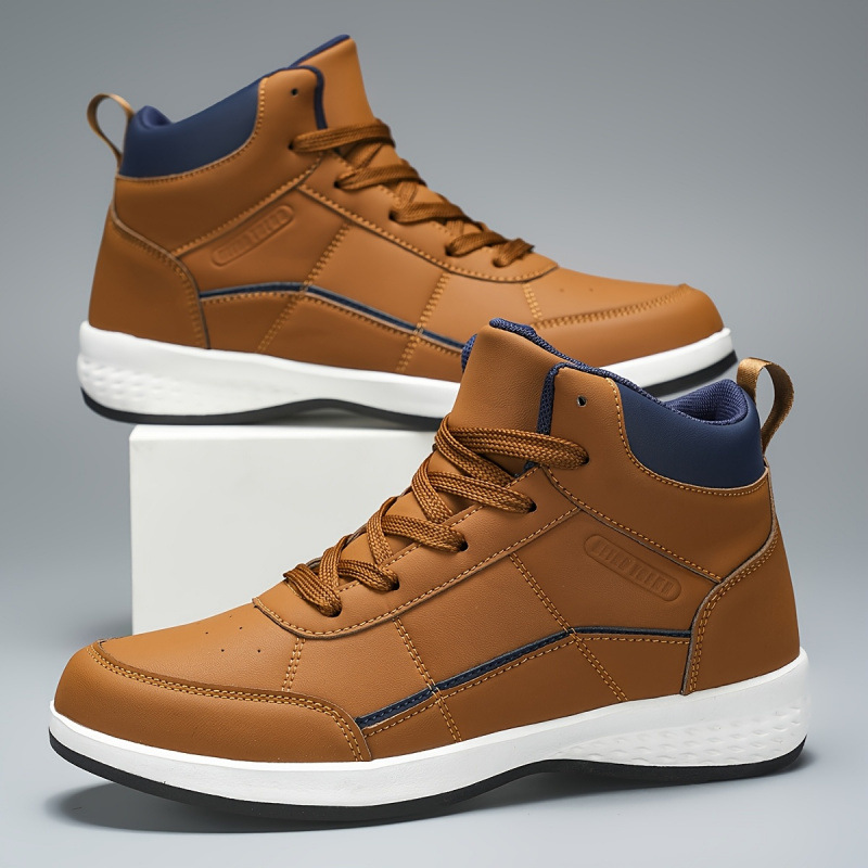 Men's Solid Color High Top Anti Slip Lace Up Boots foto 2