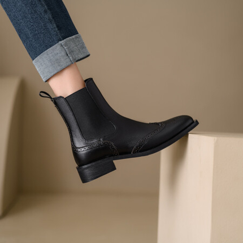 Stunning British-style Womens Full-grain Leather Ankle Boots With A Soft Sole foto 2