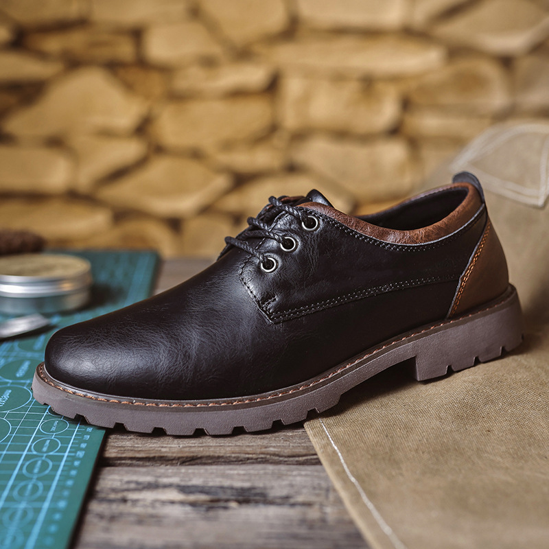 British Style Retro Casual Leather Shoes Men's Casual foto 2