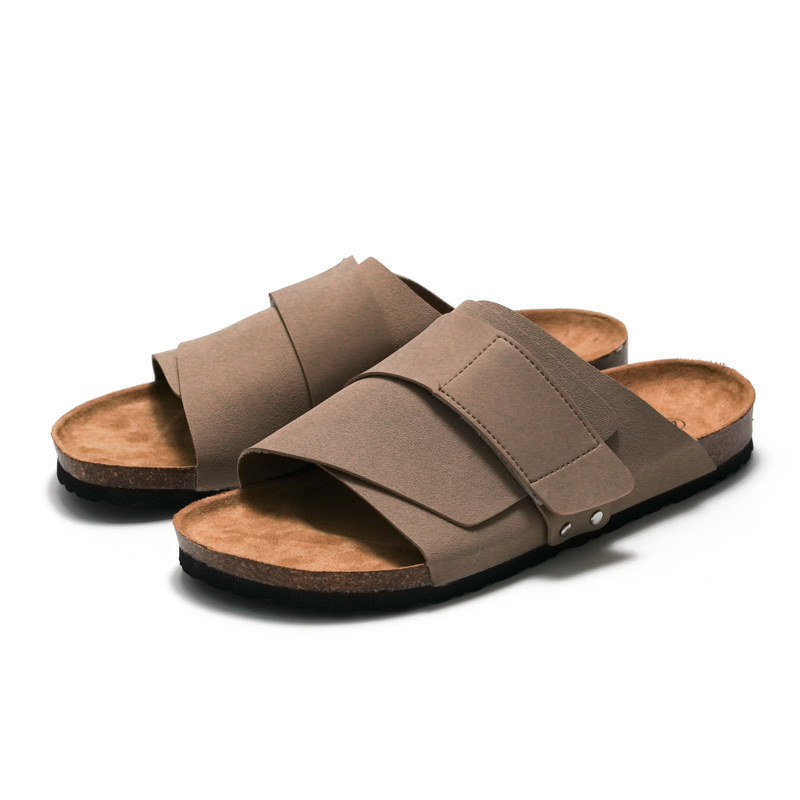 Couple Beach Wear Leather Surface Cork Sandals foto 4