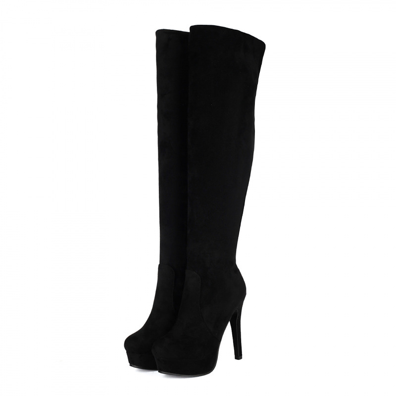 Suede Elastic Foldable Over-the-knee High-heel Riding Boots foto 3