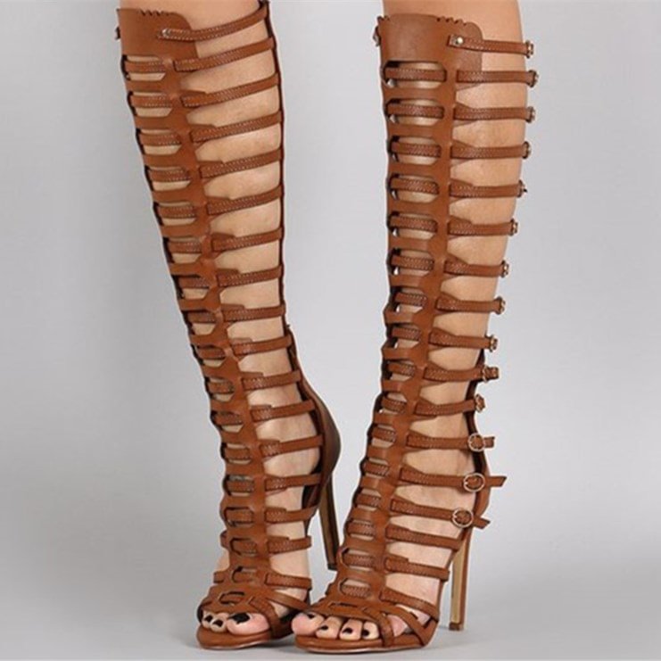 Ins Fashion Runway Laser Hollow Open Toe Roman Style Sandals foto 3