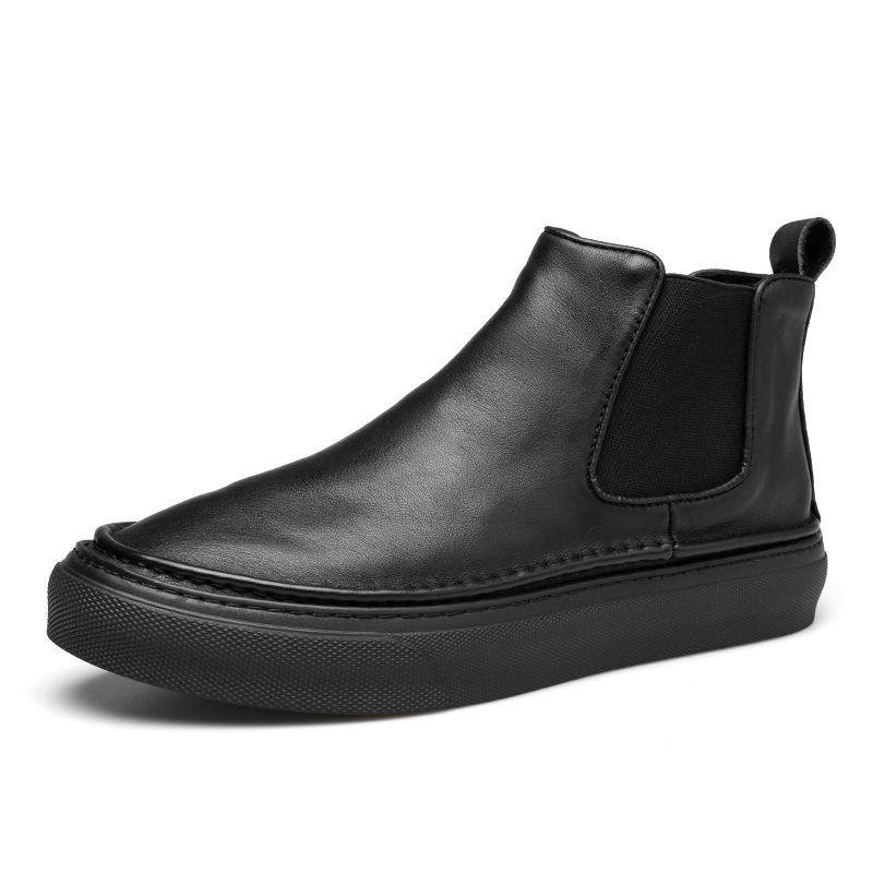 Fleece British Style High-top Leather Shoes Male foto 3