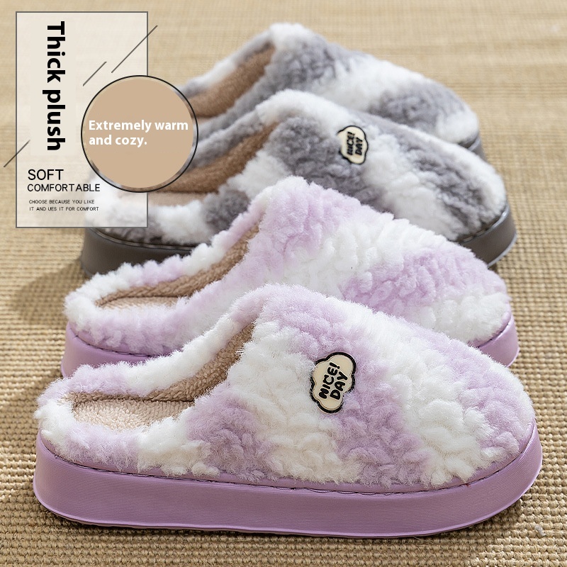 Women's Warm Non-slip Mute Velvet Cotton Slippers foto 4