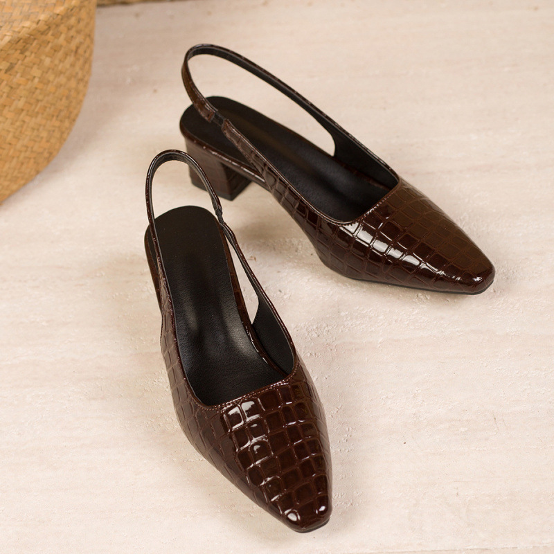 Fashionable Back-open Chunky-heel High Heels foto 3