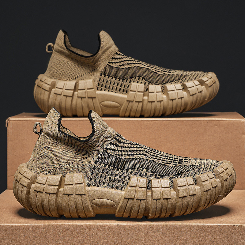 Mens Lightweight Non-slip Soft-soled Mesh Flyknit Casual Sports Shoes foto 4