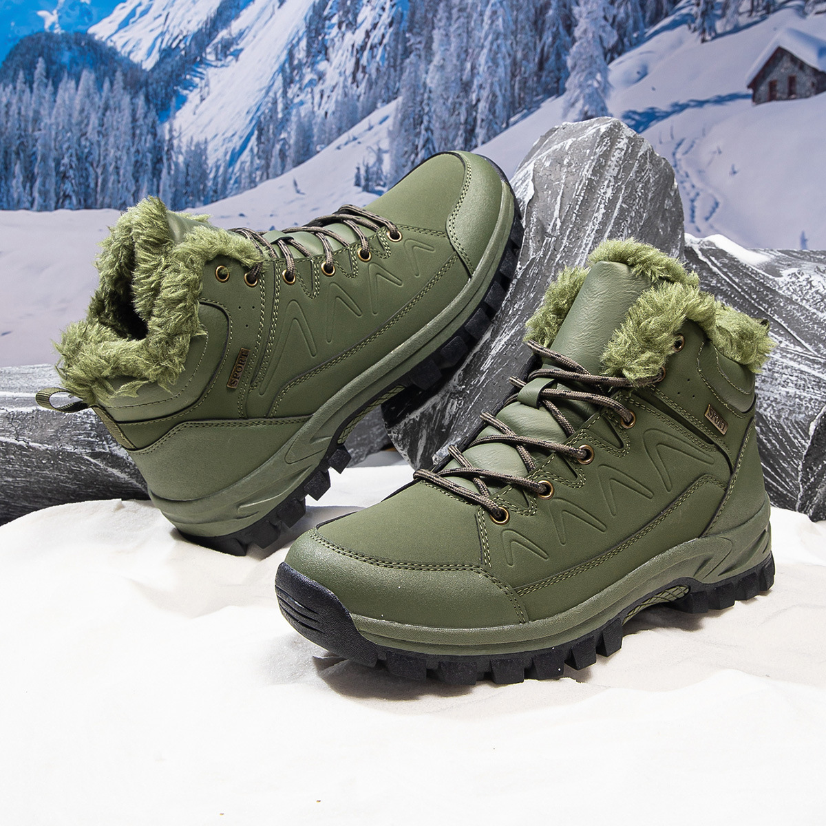 Mens Plus-Size High-Top Fleece-Lined Thermal Cotton Shoes foto 5