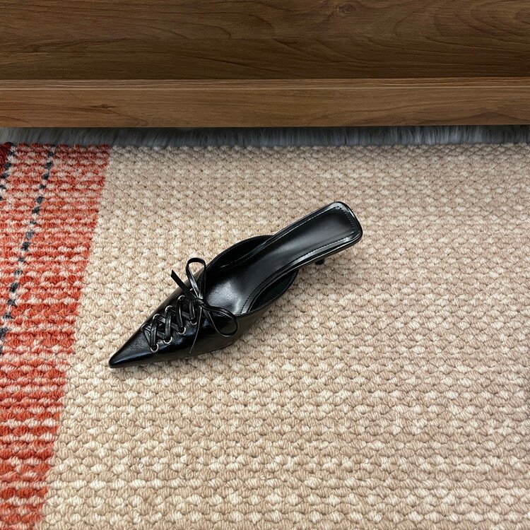 Pointed-toe Crossover French-style High-heeled Mules foto 4